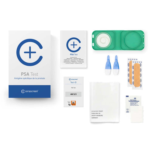 Test PSA - analyse de sang contenu kit cerascreen